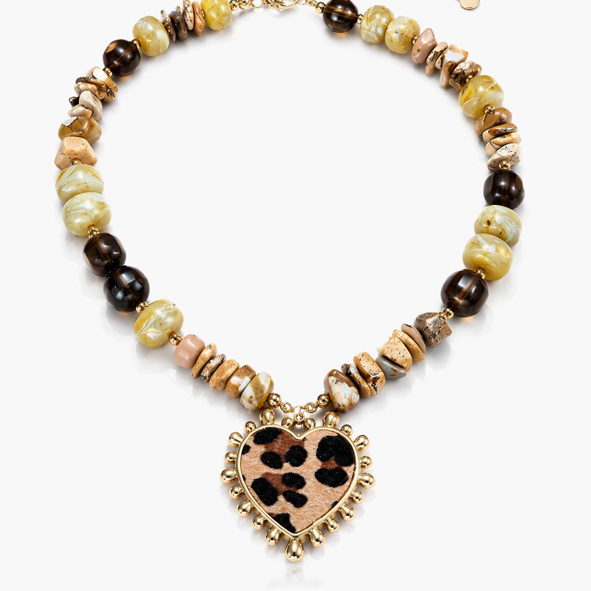 Boho Leopard Heart Pendant Necklace