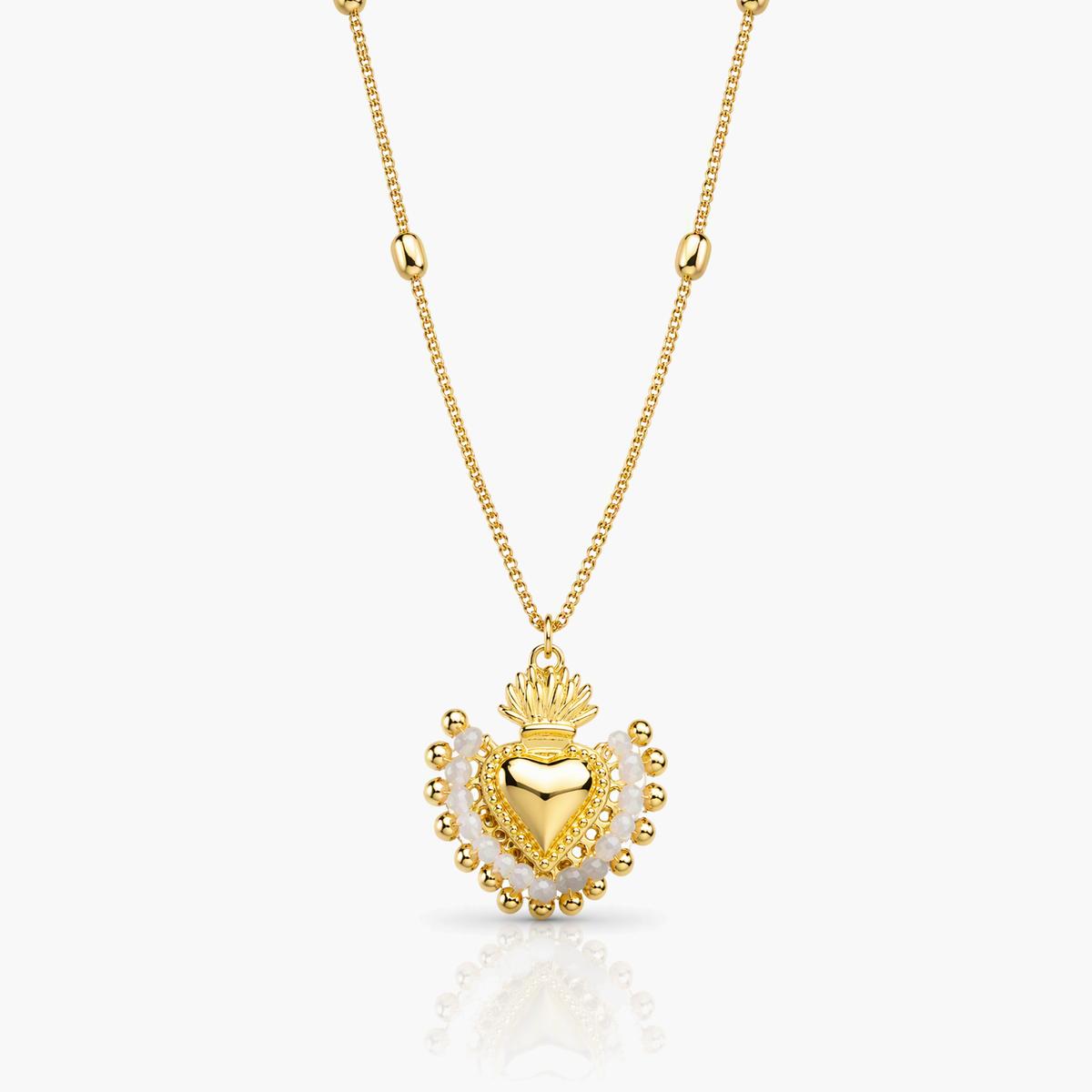 Vintage Beaded Heart Pendant Necklace