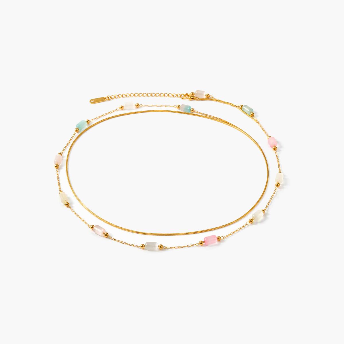 Dainty Rectangle Bead Necklace
