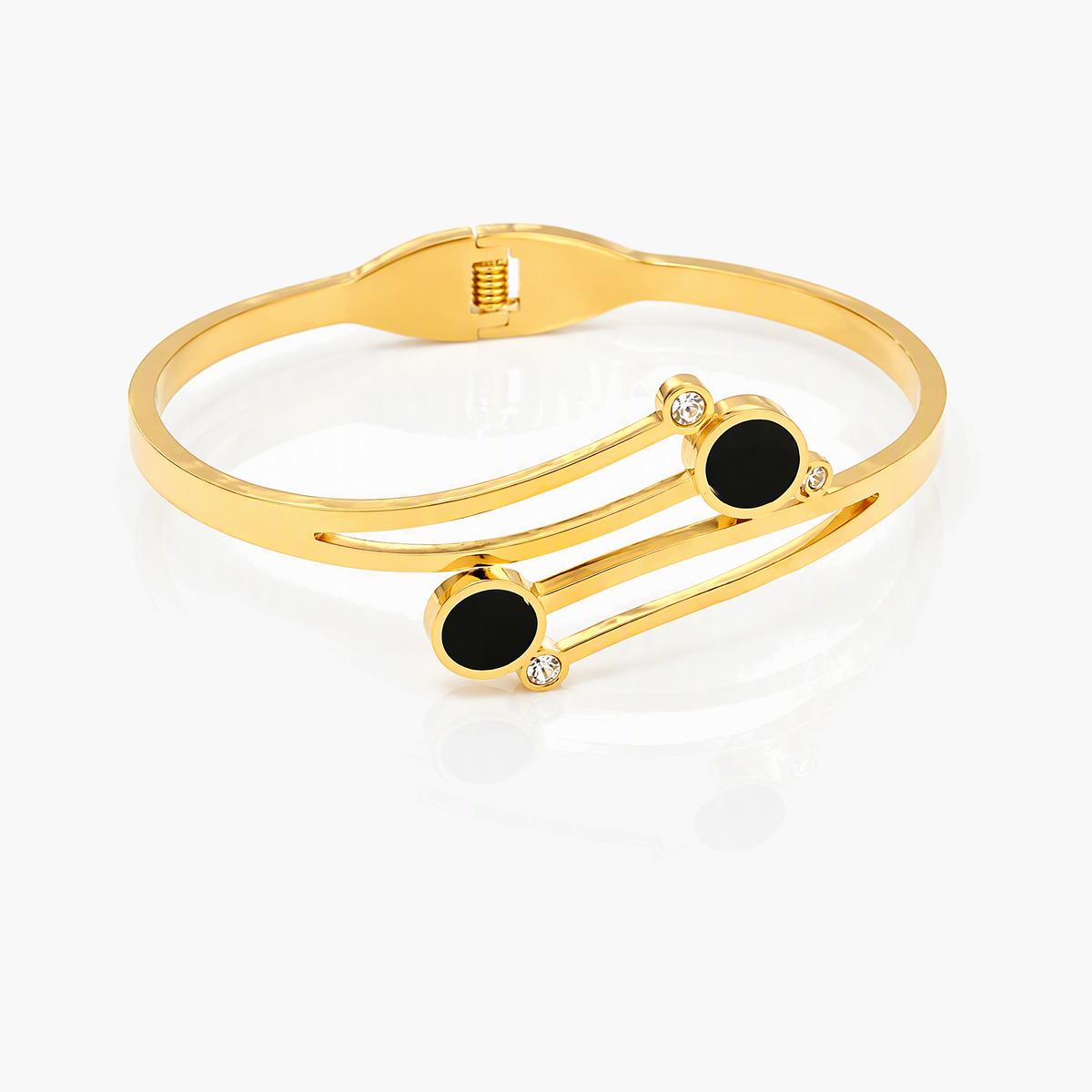 Minimalist Double Bar Circle Disc Bangle