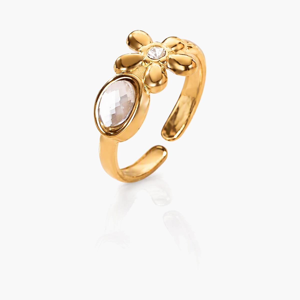 Floral Chain Open Ring
