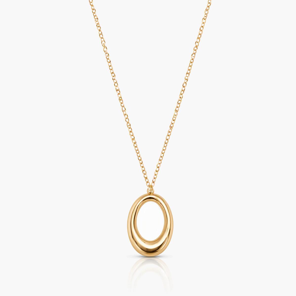 Minimalist Oval Pendant Necklace