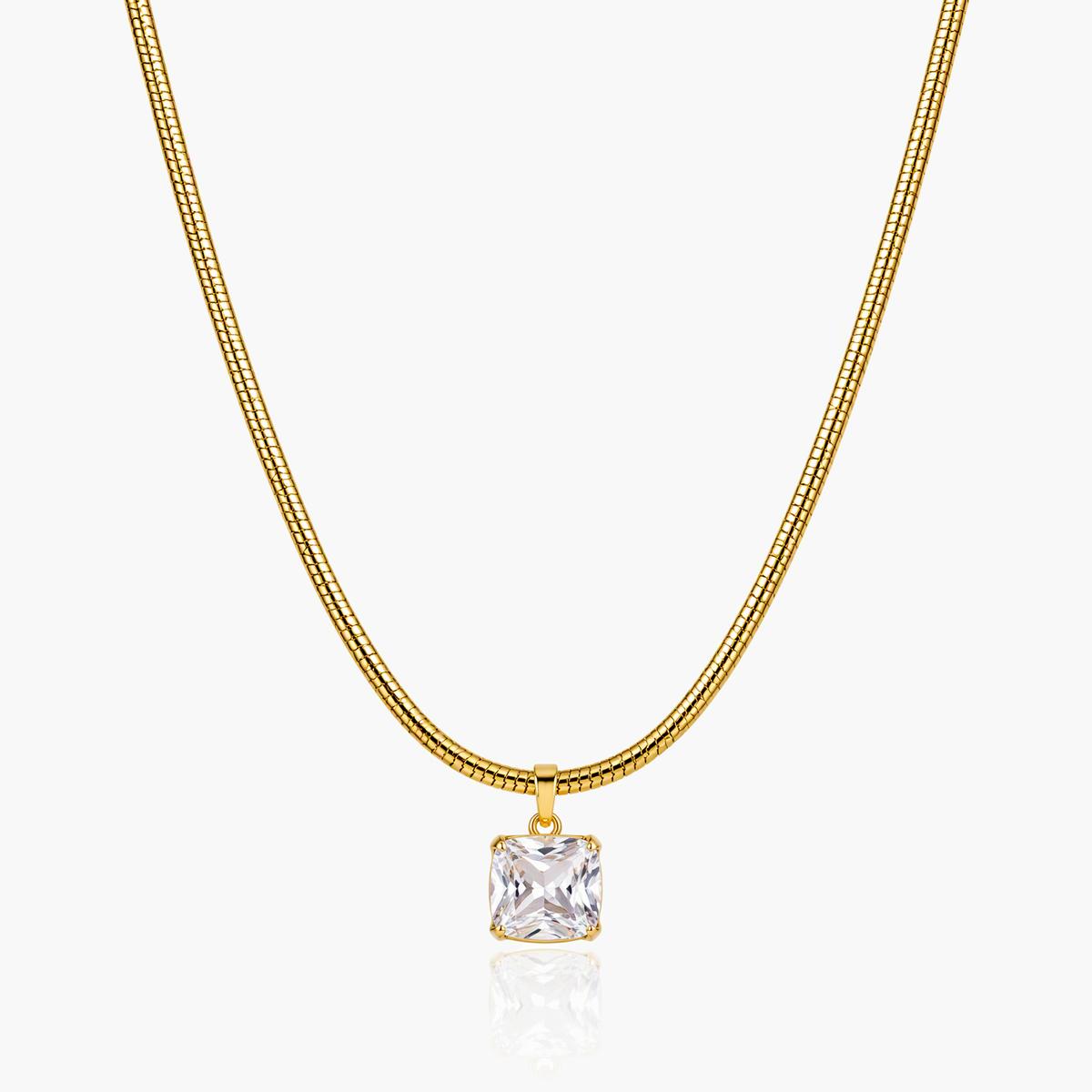 Minimalist Square Stone Snake Chain Necklace