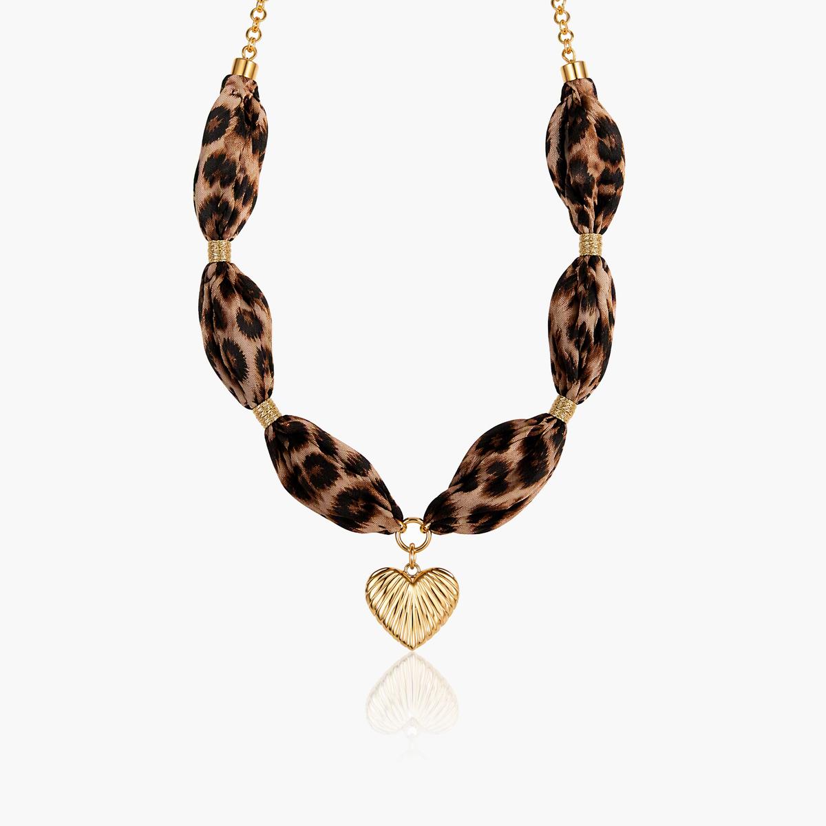 Leopard Print Heart Charm Necklace