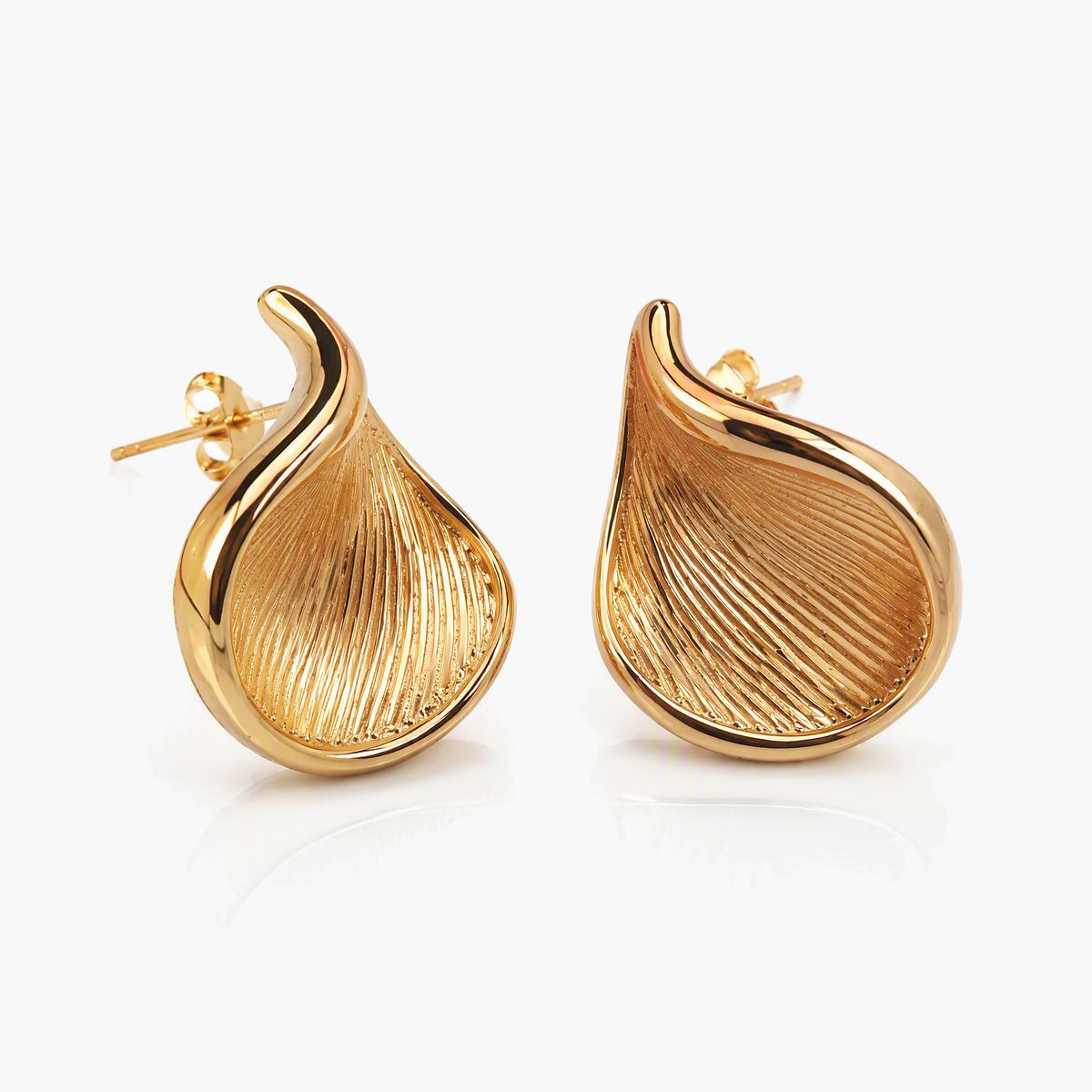 Textured Leaf Drop Earrings