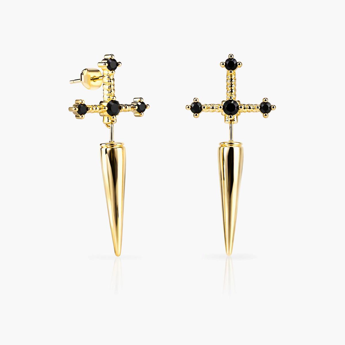 Gothic Skull Sword Drop Earrings