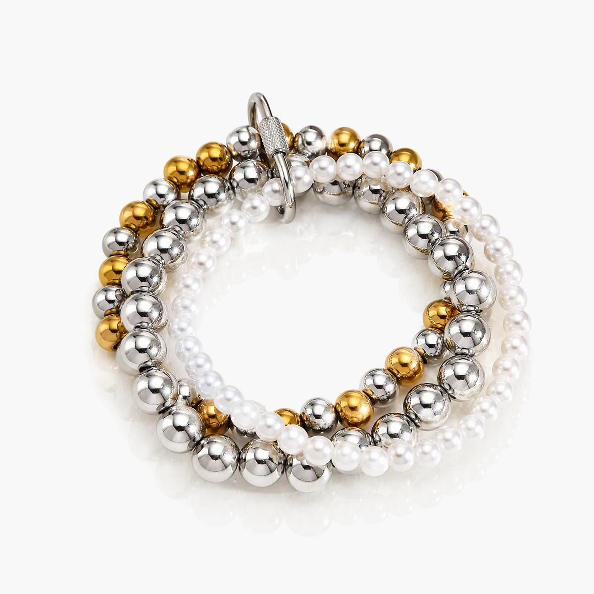 Boho Heart Charm Pearl Bracelet