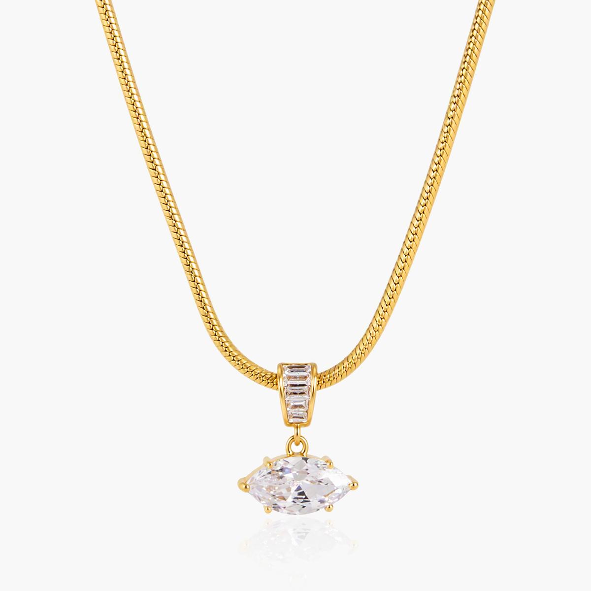 Trendy Marquise Stone Layered Necklace