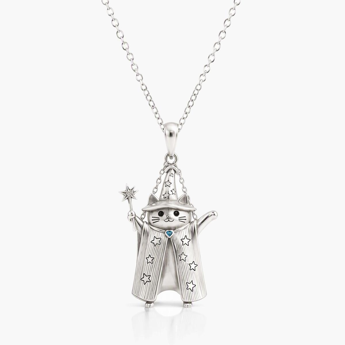 Cute Wizard Cat Pendant Necklace