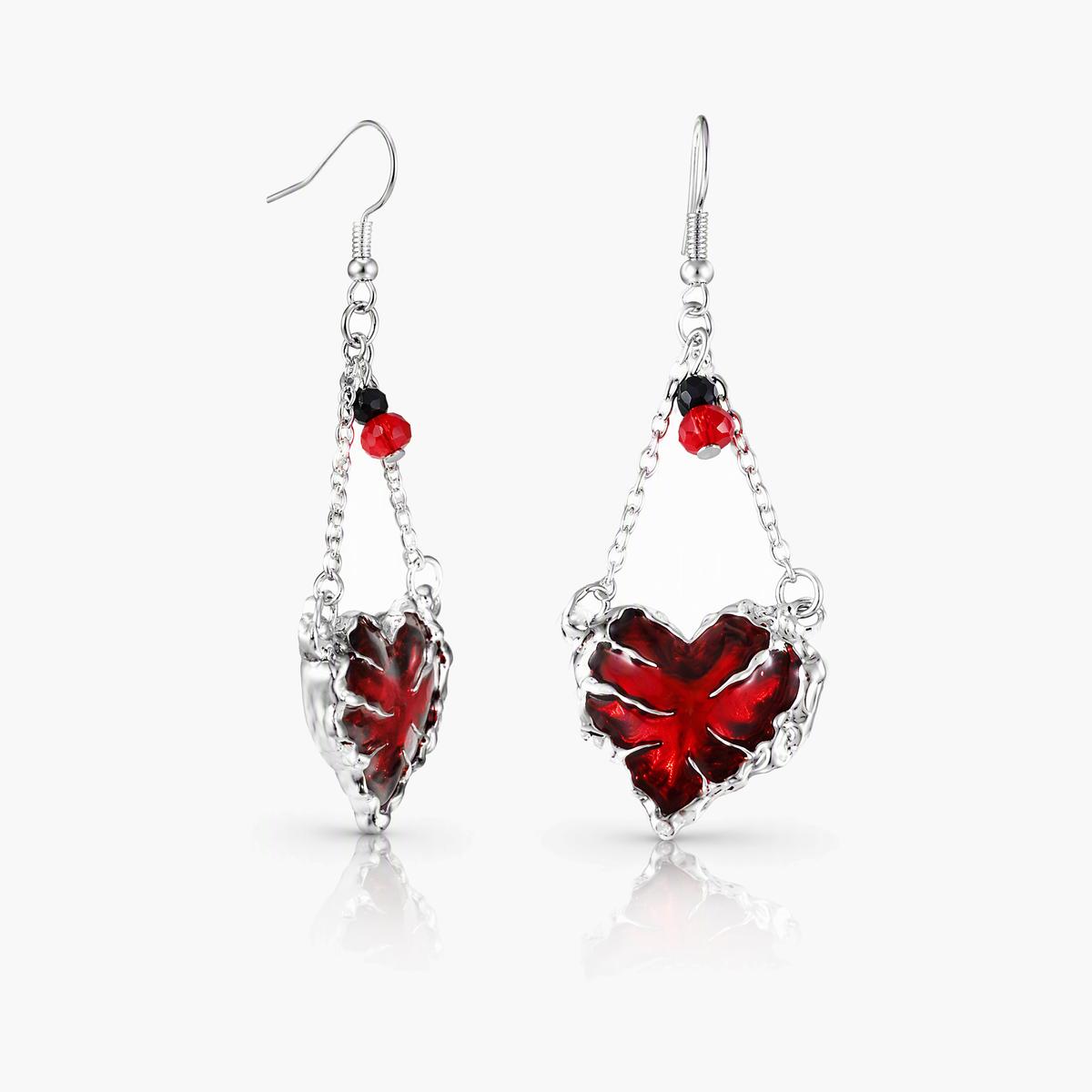 Red Heart Drop Earrings