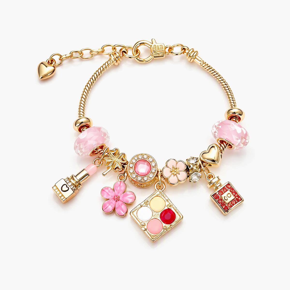 Cute Flower & Heart Charm Bracelet