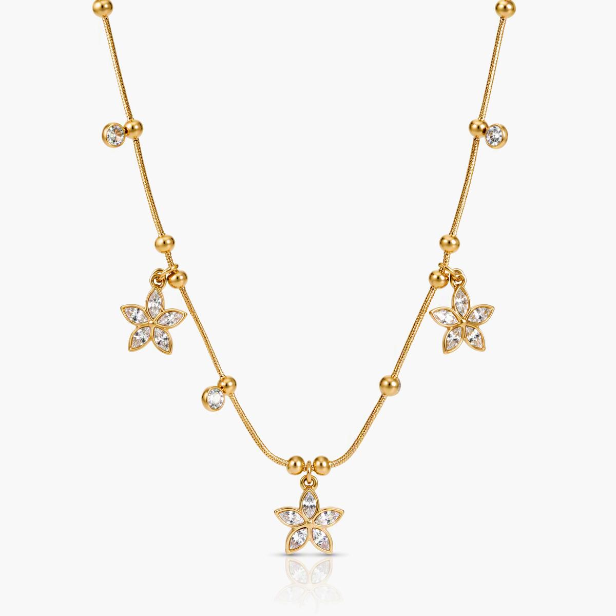Dainty Flower & Star Charm Necklace