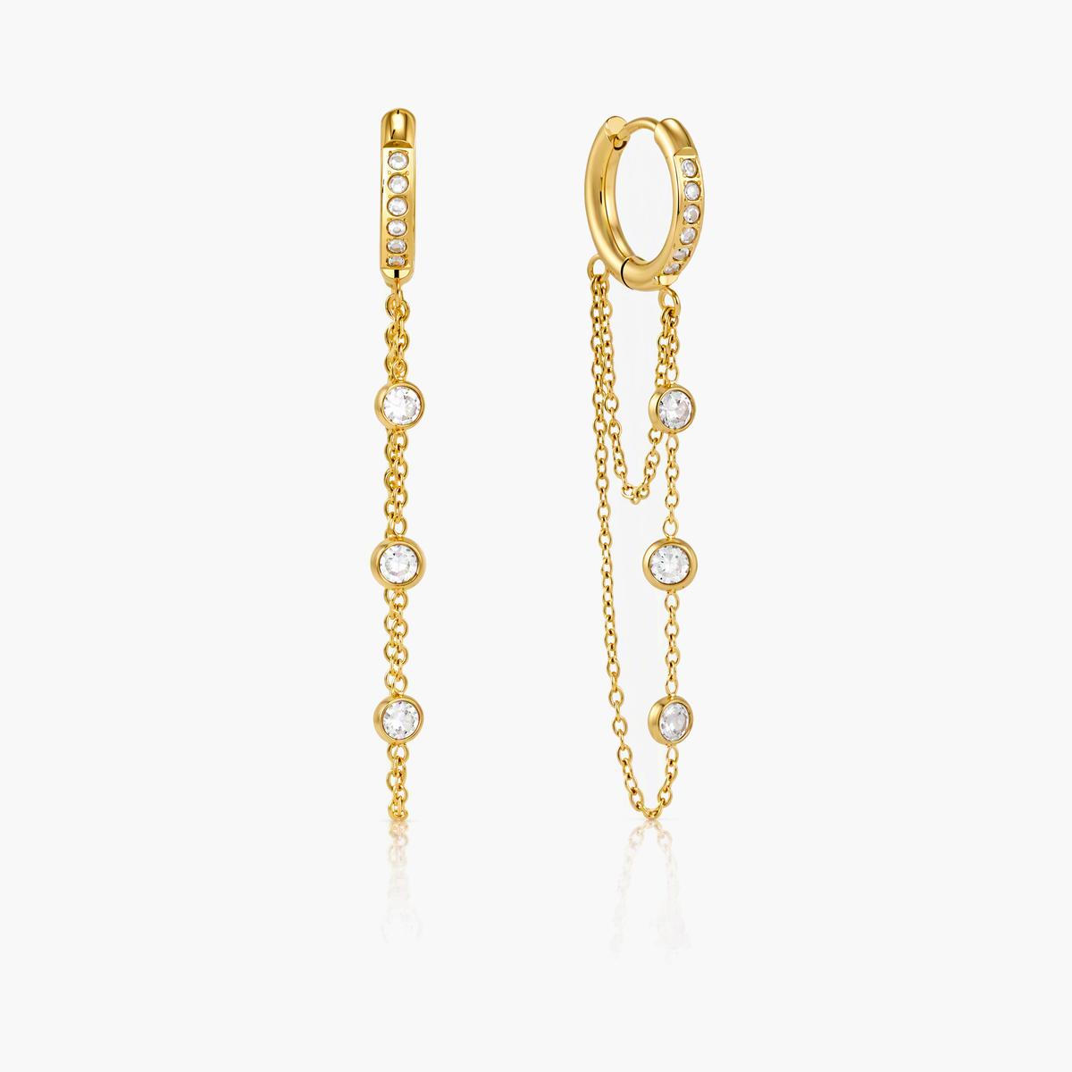 Dainty Chain Drop Hoop Earrings