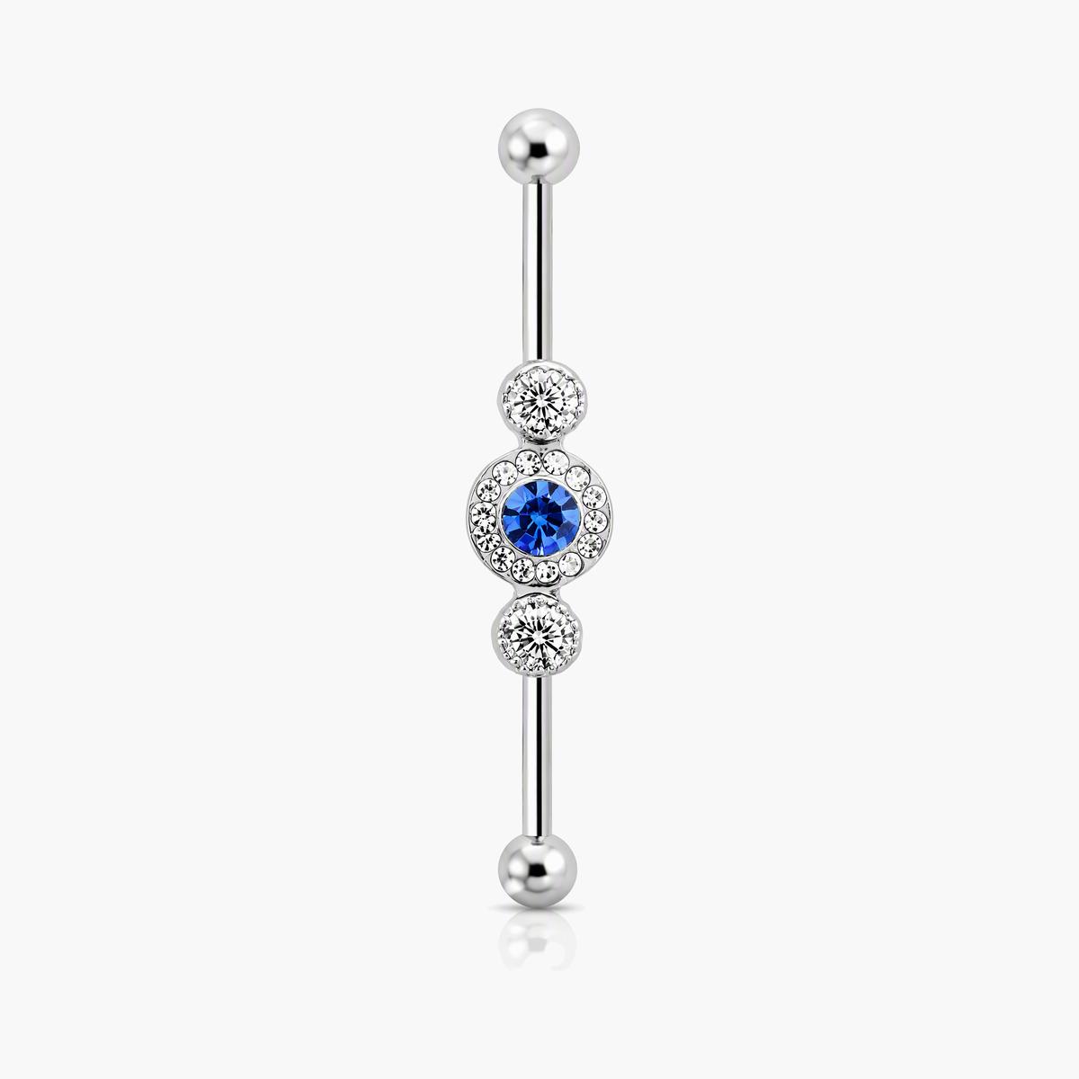 Elegant Triple Stone Industrial Barbell