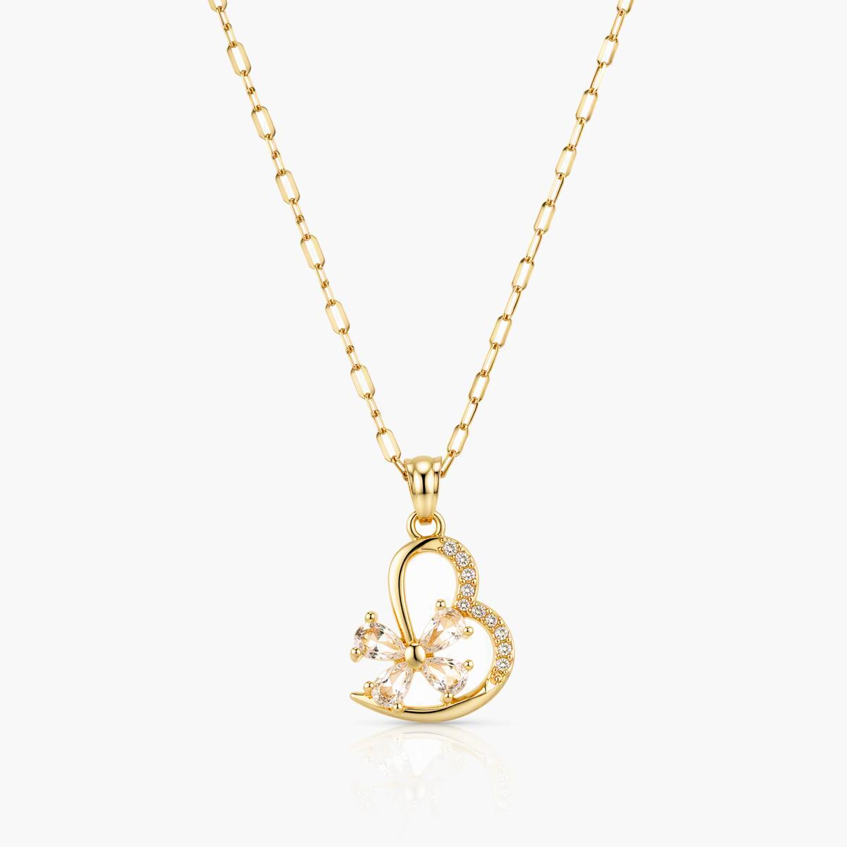 Dainty Heart Clover Necklace