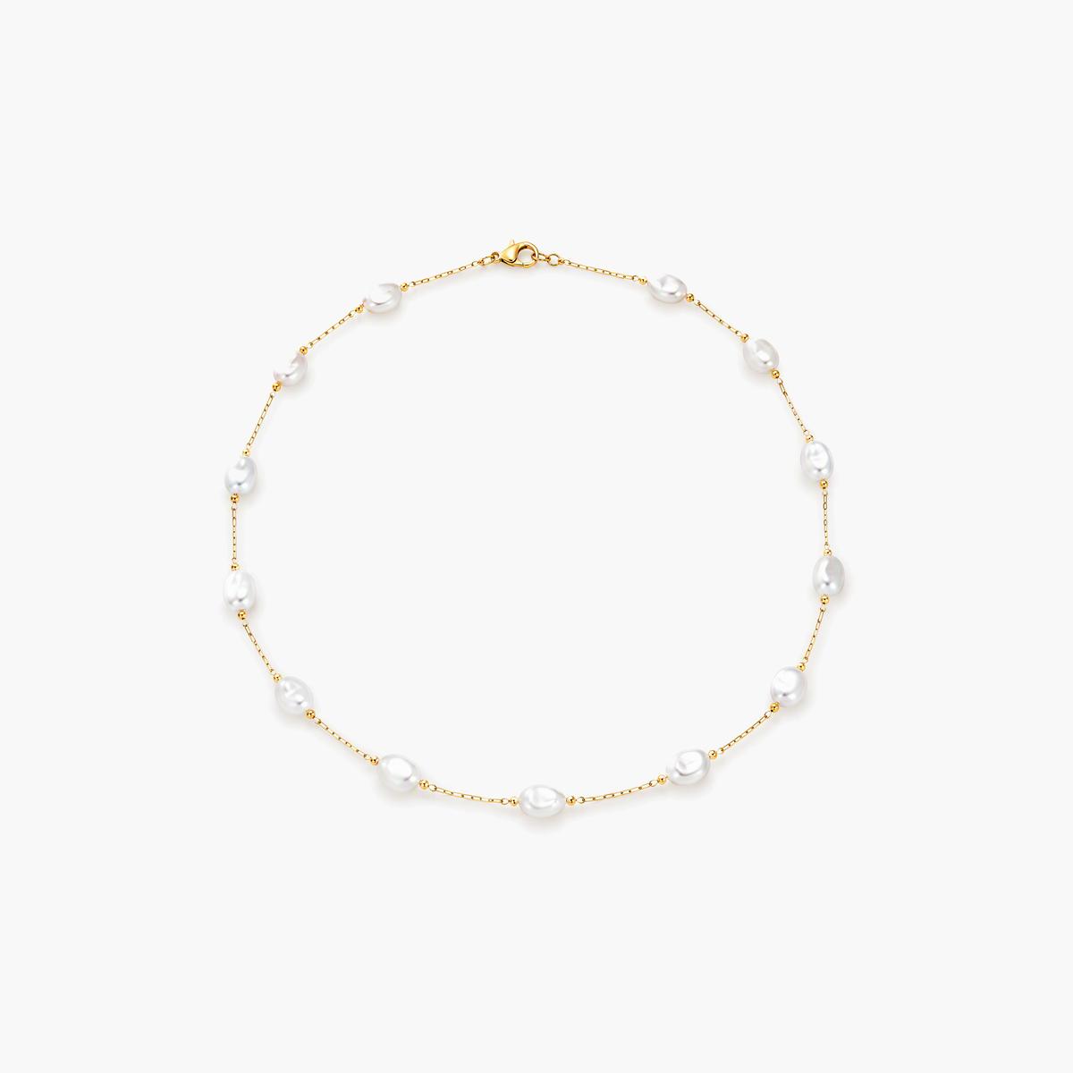 Dainty Irregular Pearl Station Necklace