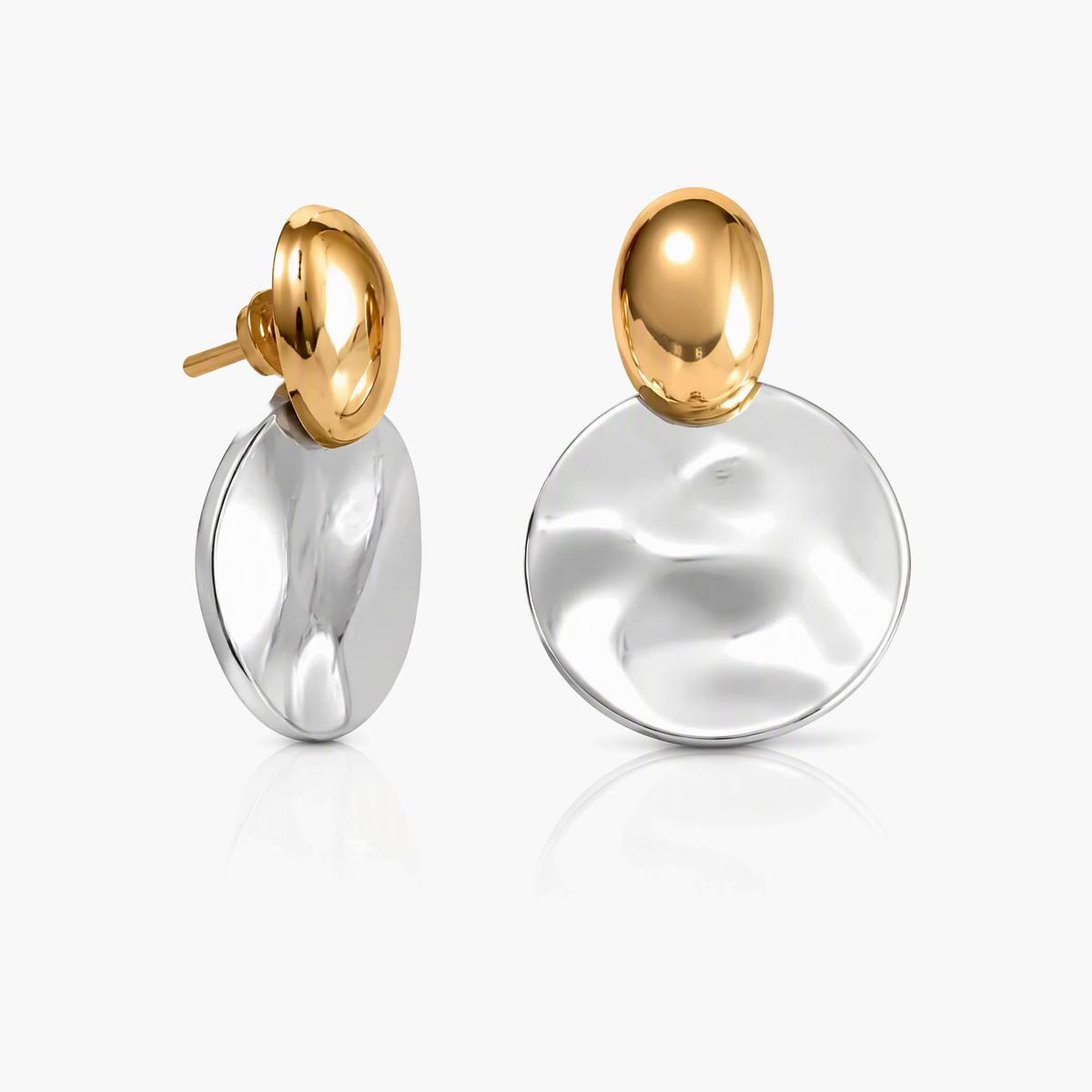 Trendy Double Disc Drop Earrings