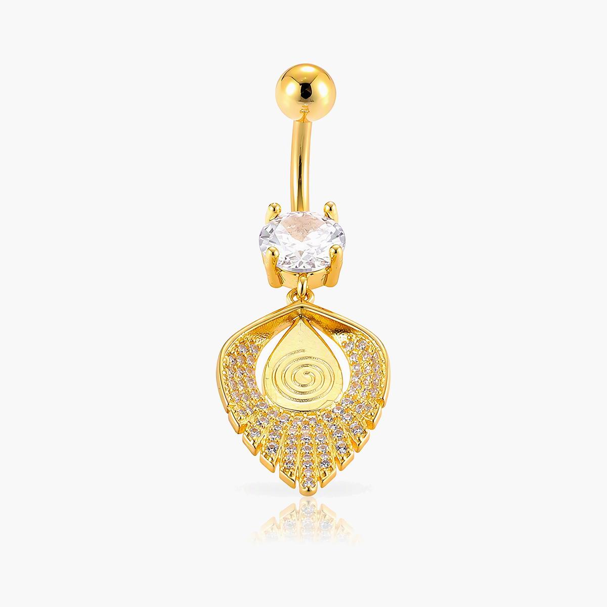 Dainty Feather Charm Belly Ring