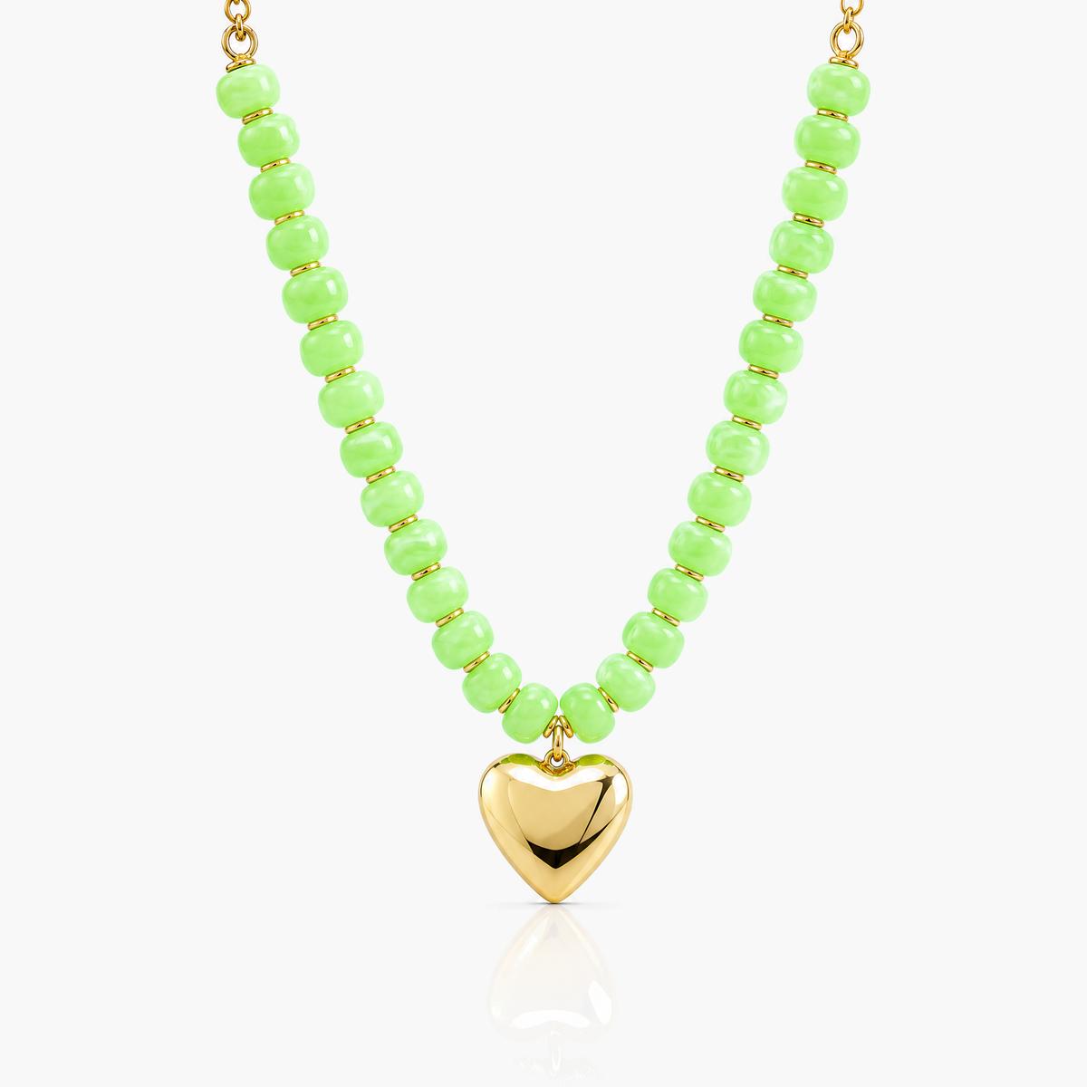Boho Beaded Heart Pendant Necklace