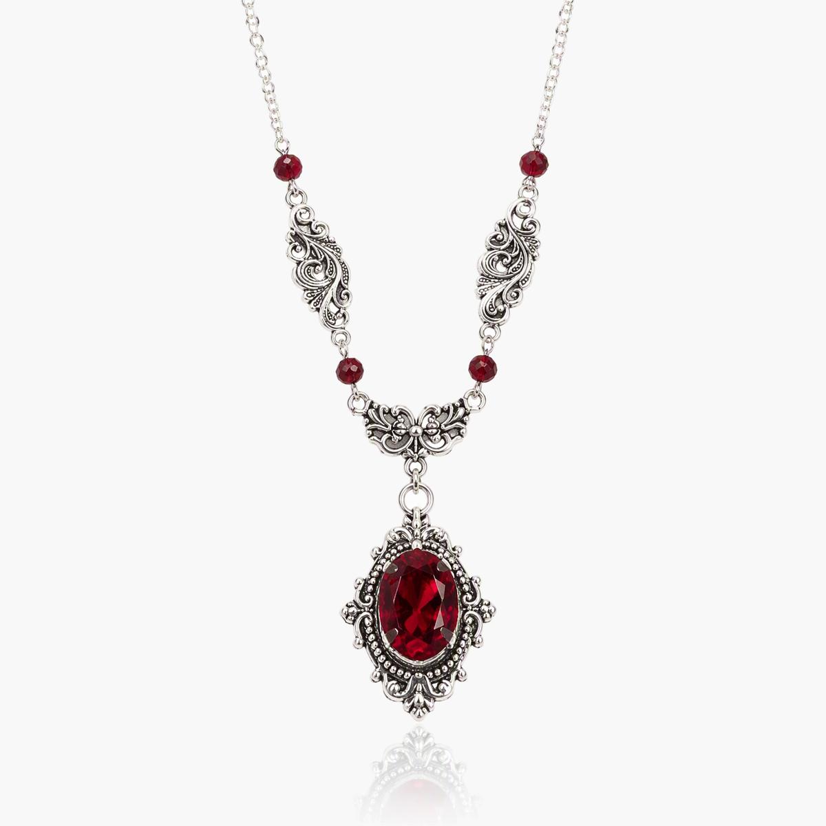 Vintage Oval Stone Pendant Necklace