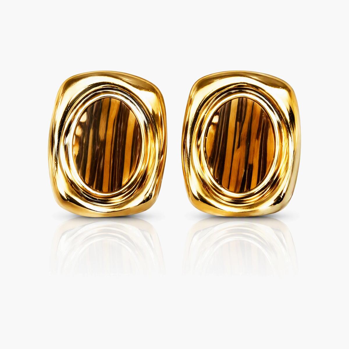 Chunky Oval Stone Stud Earrings