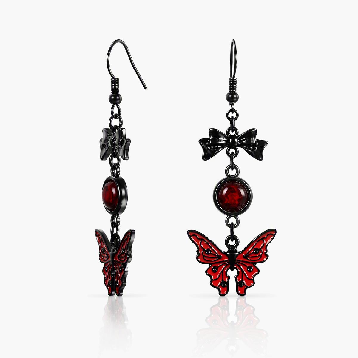Gothic Bow Butterfly Drop Earrings