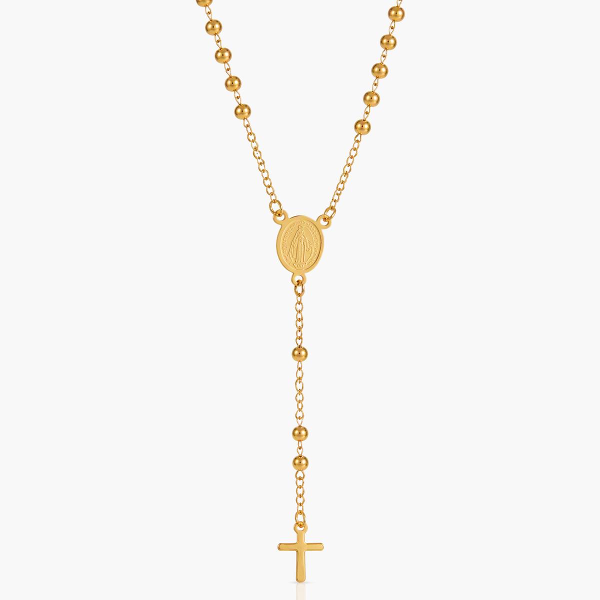 Dainty Religious Medal Rosary Necklace
