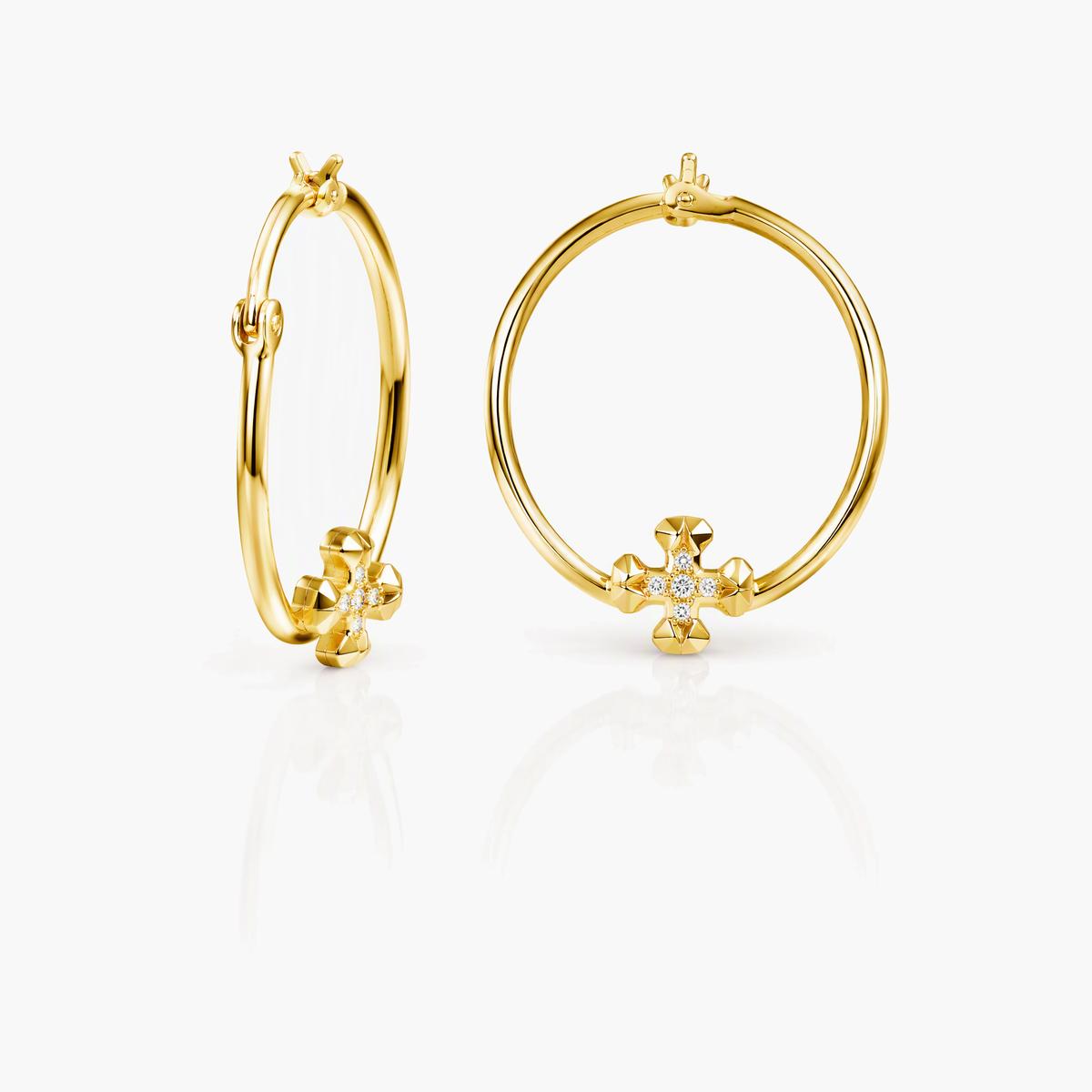 Cross Charm Hoop Earrings