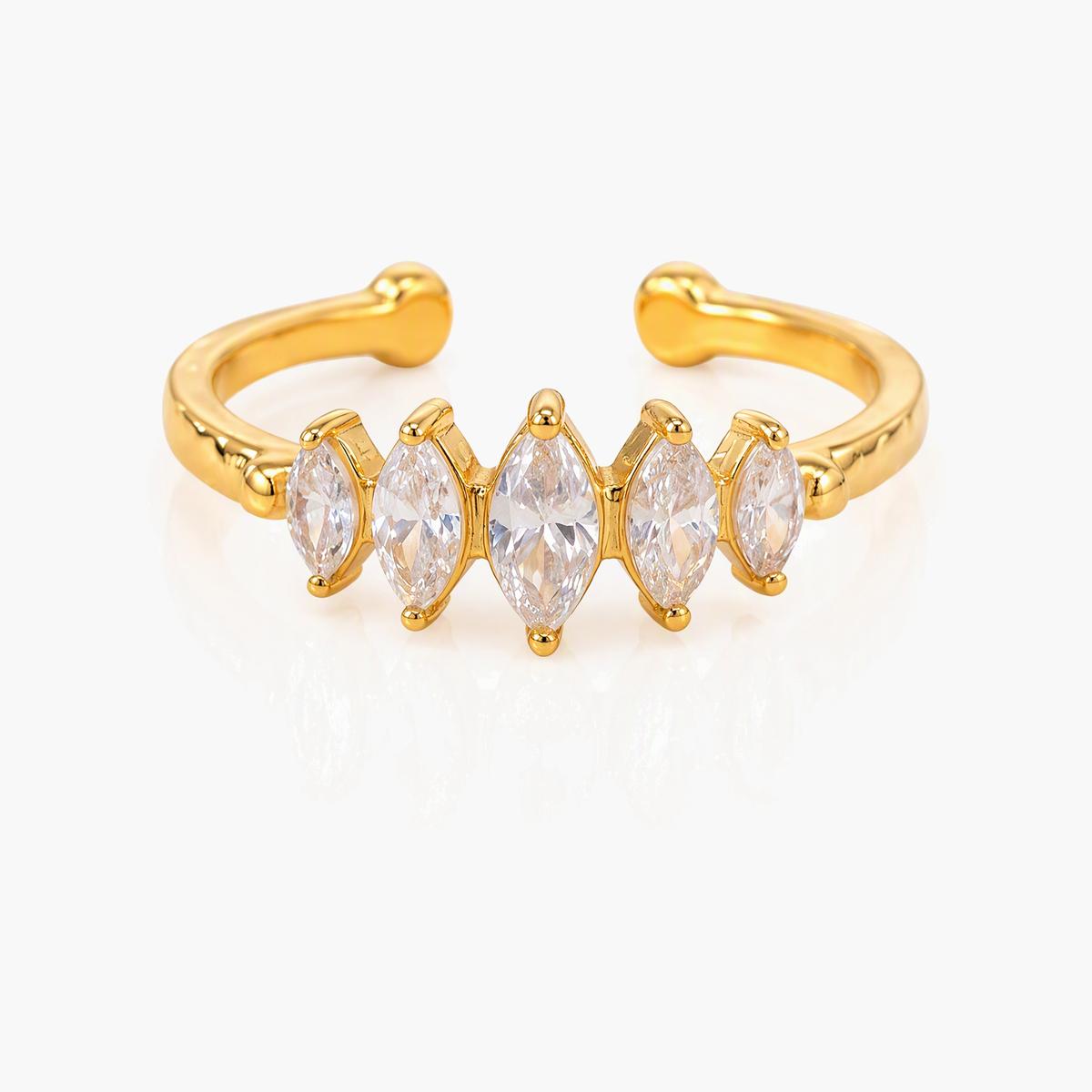 Dainty Five-Stone Open Cuff Ring