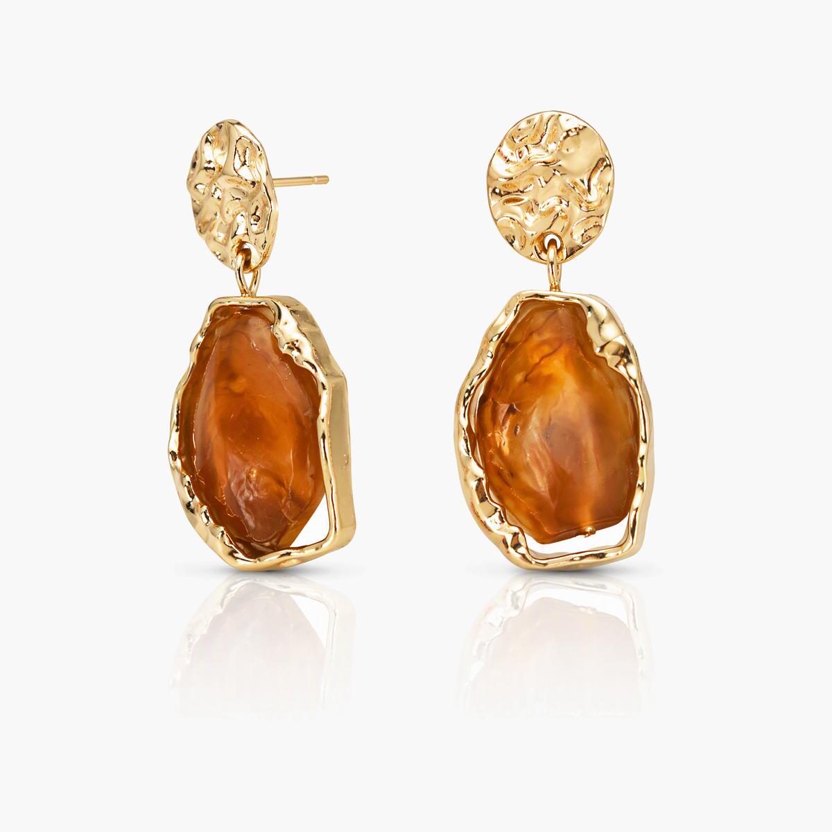 Irregular Stone Drop Earrings