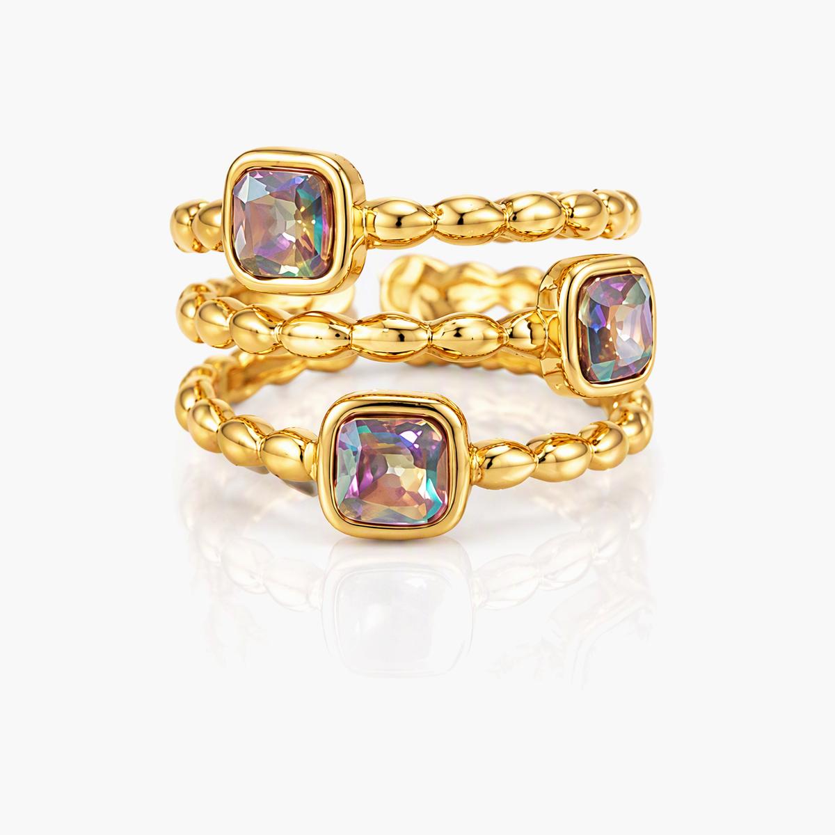 Square Stone Beaded Ring