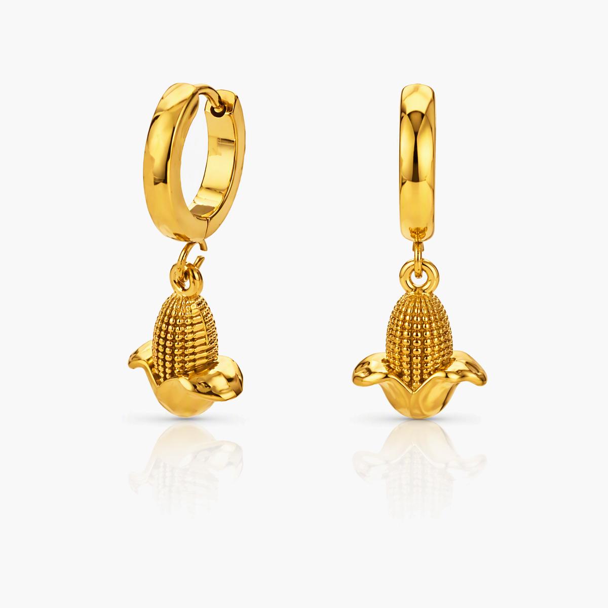 Cute Corn Charm Huggie Earrings