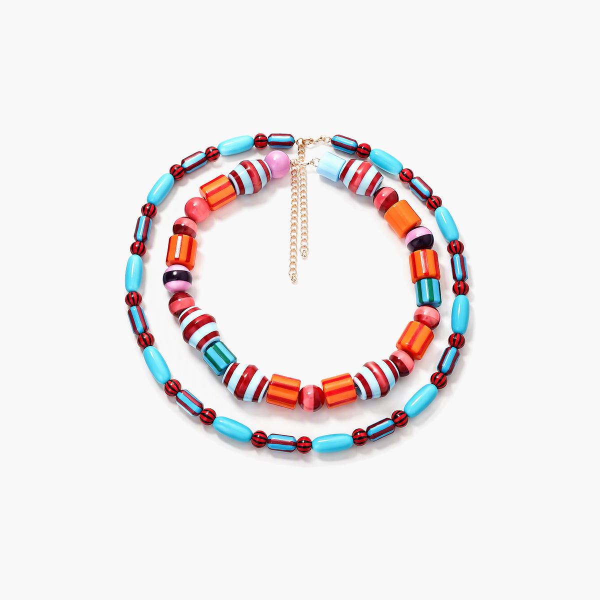 Boho Striped Bead Necklace