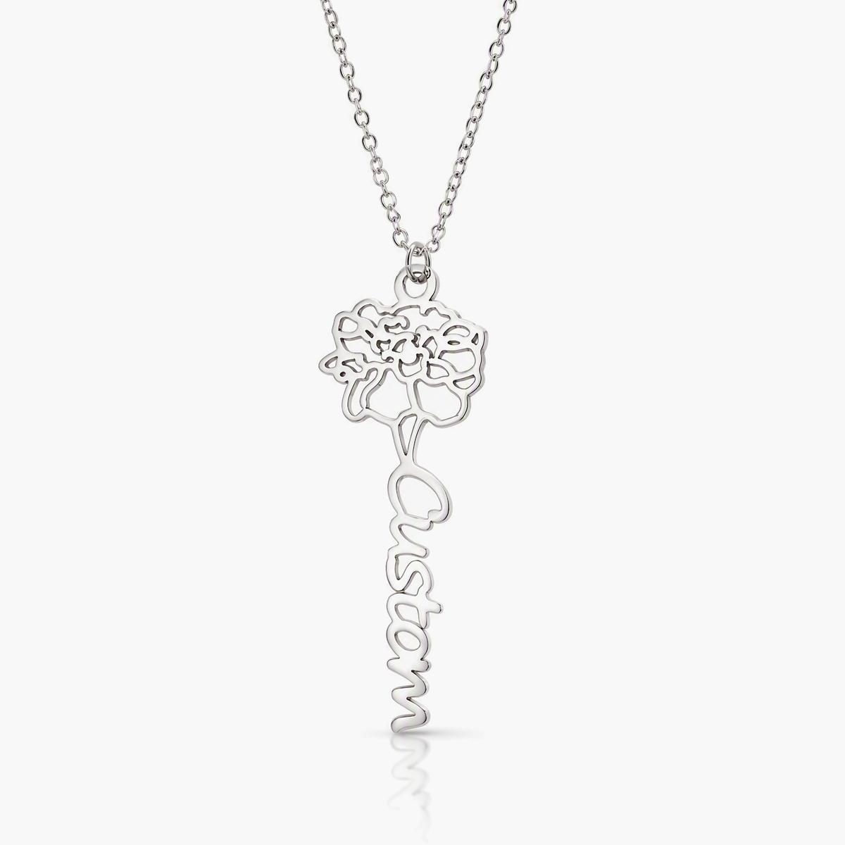 Dainty Flower Custom Name Pendant Necklace