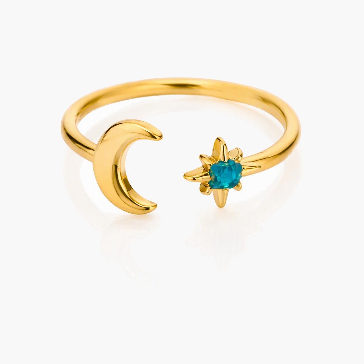 Dainty Moon and Star Open Ring