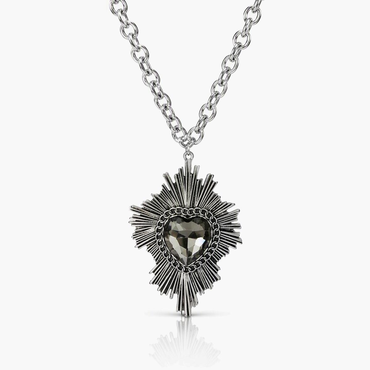 Trendy Sunburst Heart Pendant Necklace