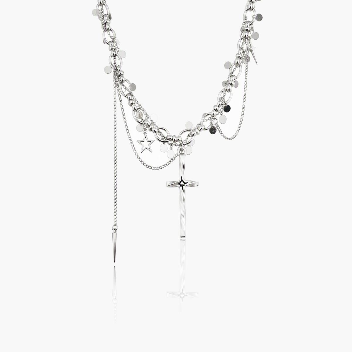 Trendy Cross Charm Layered Necklace