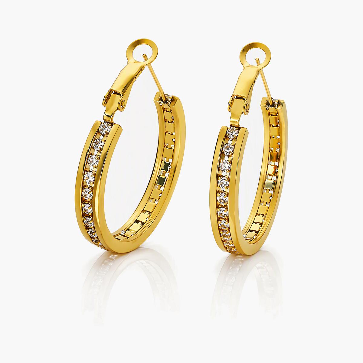Elegant Paved Hoop Earrings