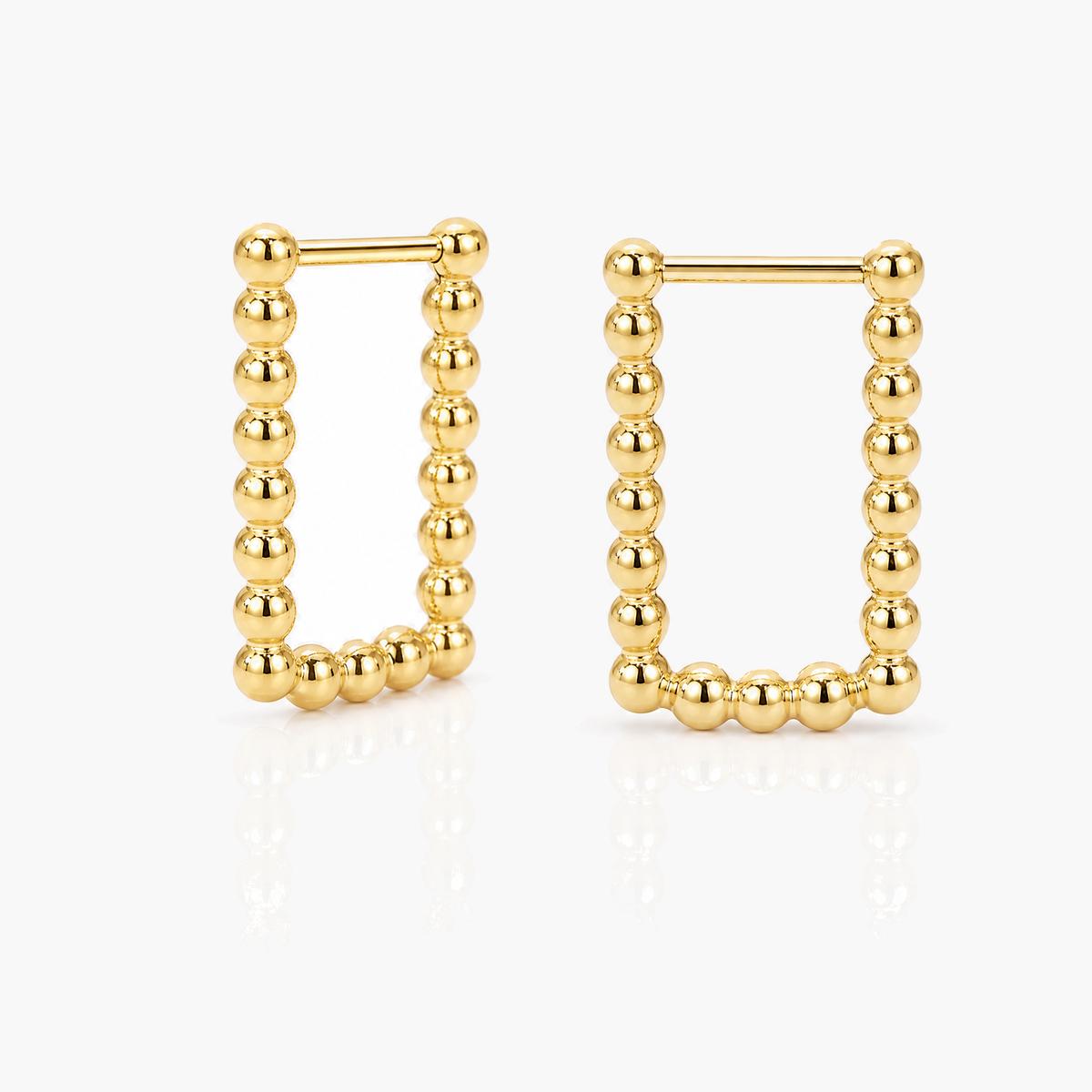 Beaded Oval & Square Hoop Earrings
