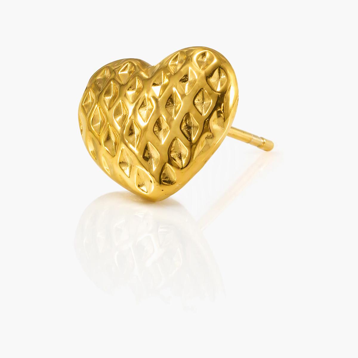 Dainty Textured Heart Stud Earrings