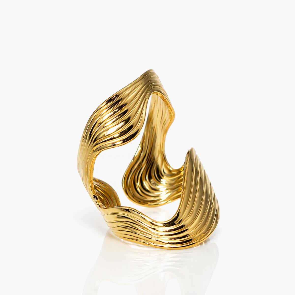 Trendy Wavy Open Cuff Ring