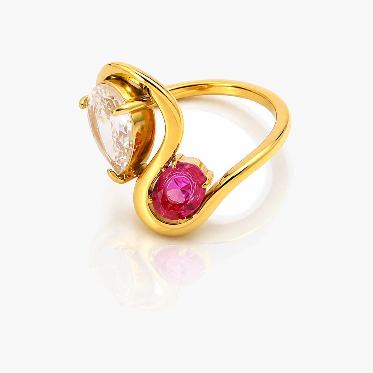 Elegant Dual Stone Twist Ring