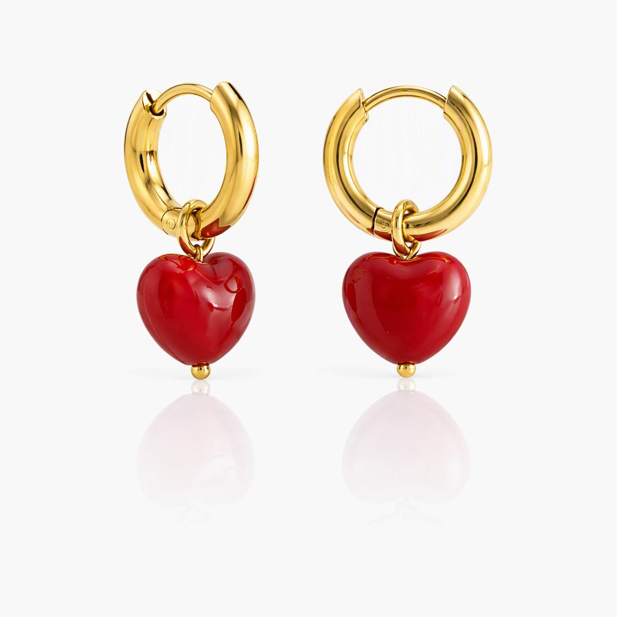 Cute Heart Charm Drop Earrings