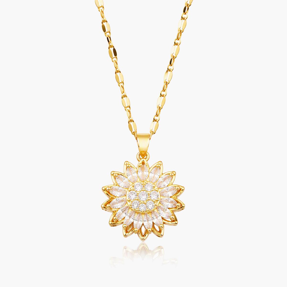 Rotatable Flower Pendant Necklace