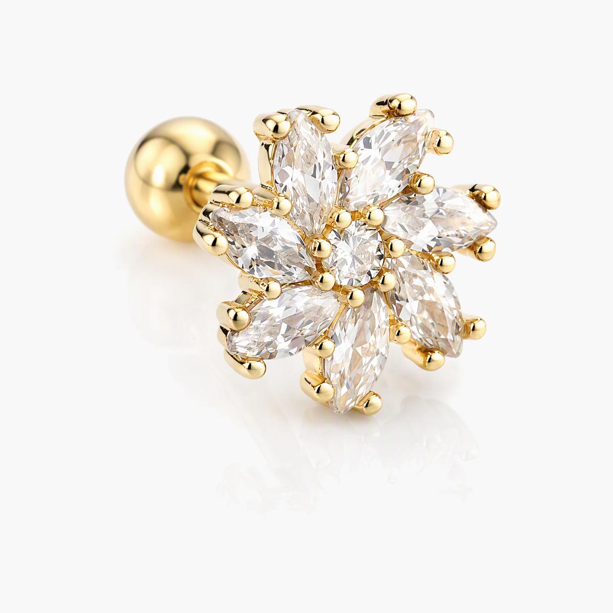 Dainty Flower & Moon Stud Earrings
