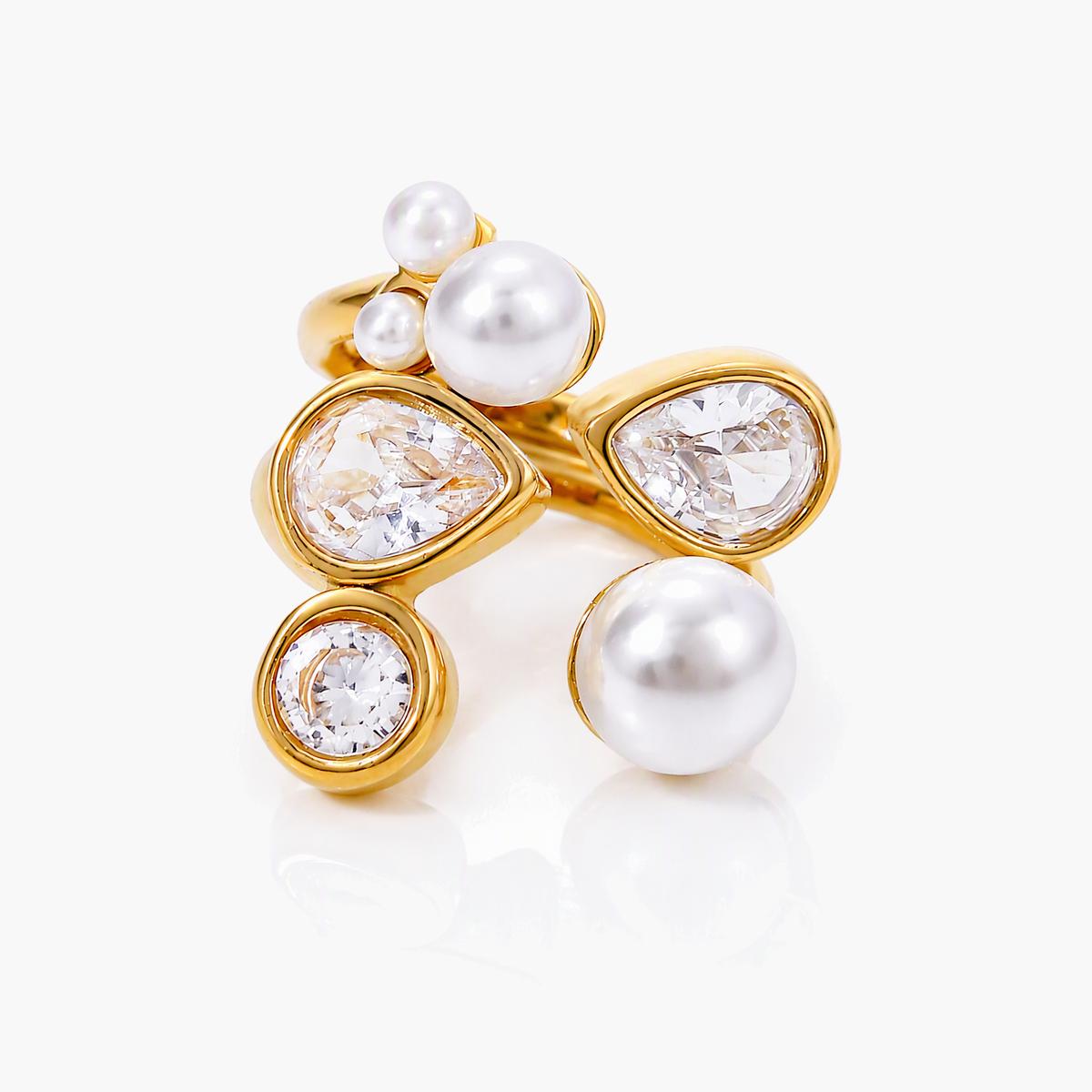 Trendy Pearl Cluster Ring