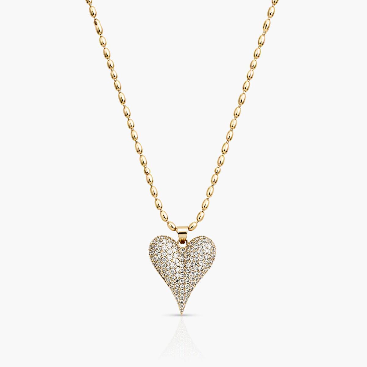 Paved Heart Pendant Necklace