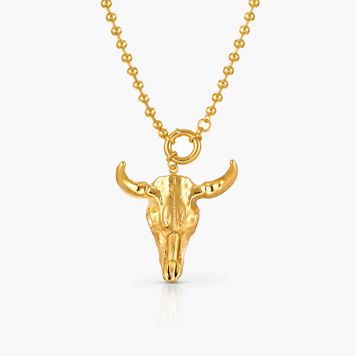 Boho Bull Skull Horseshoe Necklace