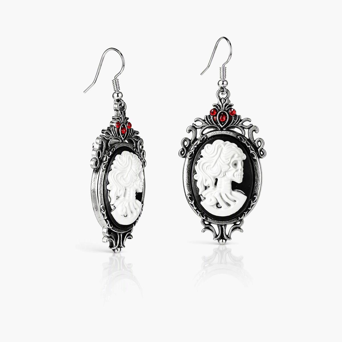 Vintage Skull Cameo Drop Earrings