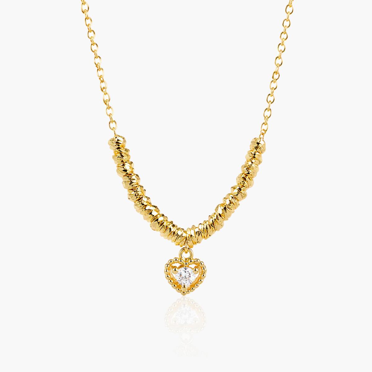 Twisted Bar Heart Pendant Necklace